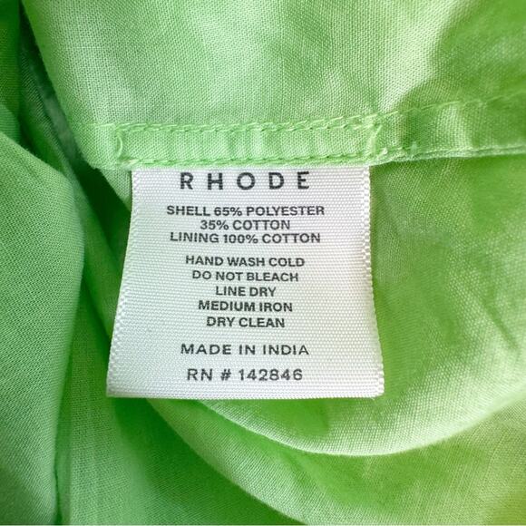 RHODE Lina Midi Dressing Neon Green Ciel Eyelet Size S NWT - Picture 10 of 16